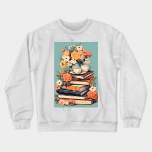 Books flowers and tea Crewneck Sweatshirt